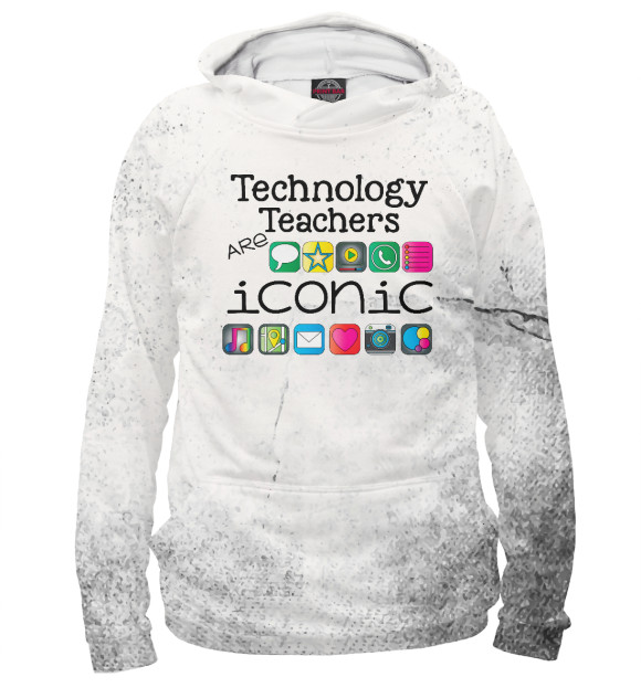 Мужское худи с изображением Tech teachers are iconic цвета Белый