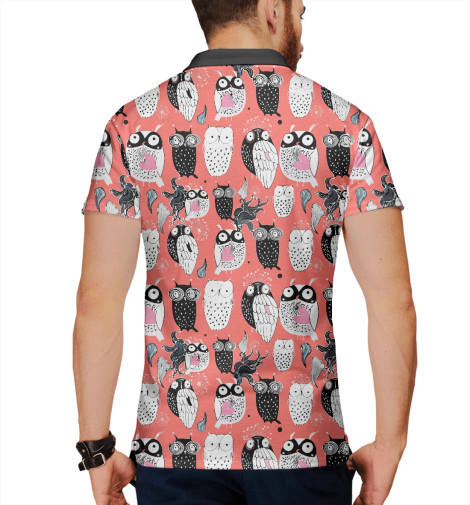 

Поло Print Bar, Белый, Совы