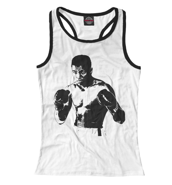 Женская майка-борцовка с изображением Мухаммед Али цвета Белый