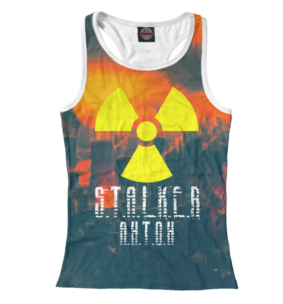 Женская майка-борцовка с изображением STALKER Антон цвета Белый