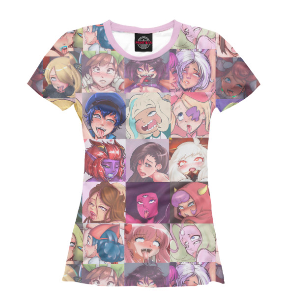 Футболка для девочек с изображением New ahegao цвета Белый