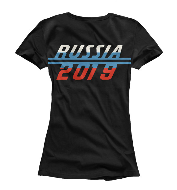 Женская футболка с изображением Хоккей Россия 2019 цвета Белый