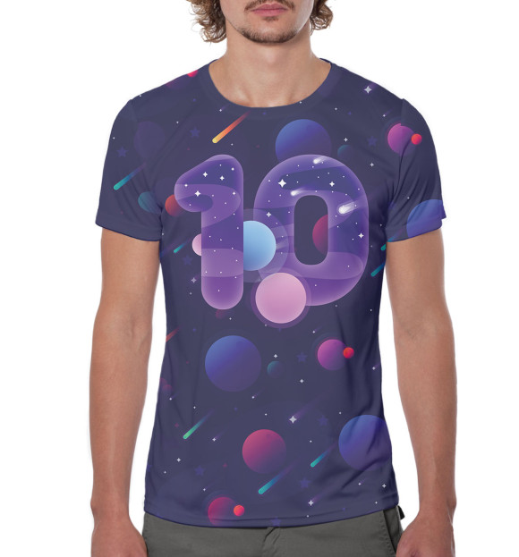 Мужская футболка с изображением 10 лет цвета Белый