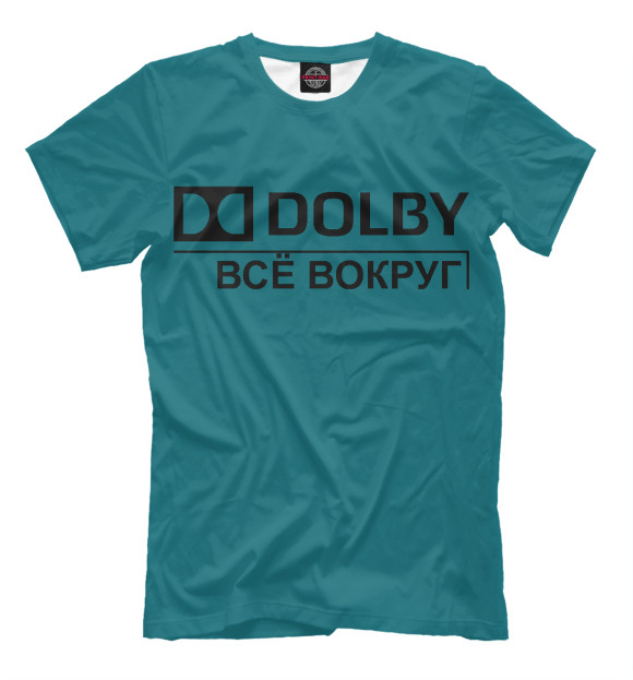 Мужская футболка с изображением DOLBY цвета Грязно-голубой