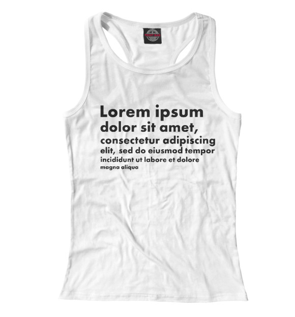 Женская майка-борцовка с изображением Lorem ipsum цвета Белый