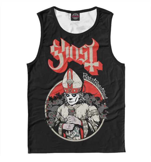 Мужская майка с притом Ghost цвета Белый Мужская майка с изображением Ghost цвета Белый