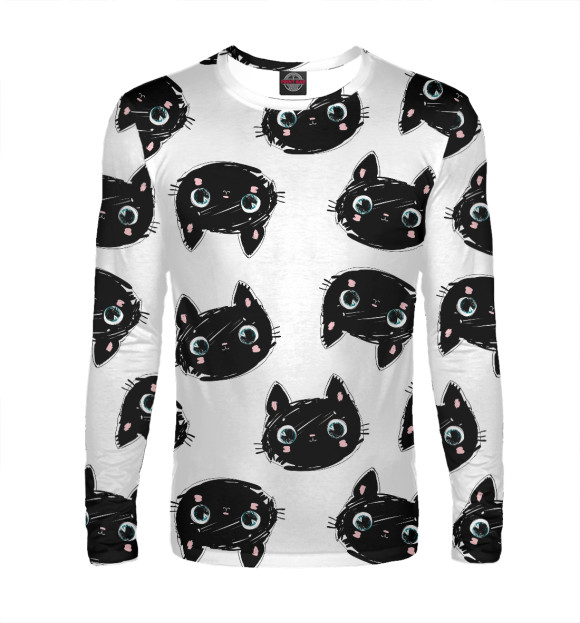 Мужской лонгслив с изображением Котики цвета Белый