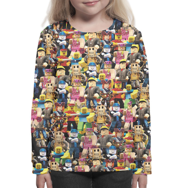 Свитшот для девочек с изображением Роблокс цвета Белый