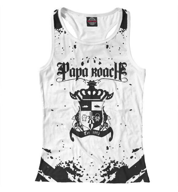 Женская майка-борцовка с изображением Papa roach цвета Белый