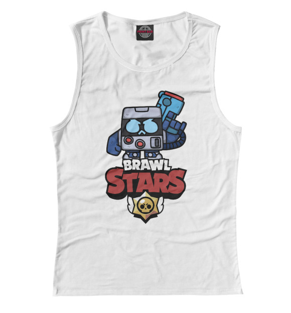 Женская майка с притом Brawl Stars - Virus 8-Bit цвета Белый Женская майка с изображением Brawl Stars - Virus 8-Bit цвета Белый