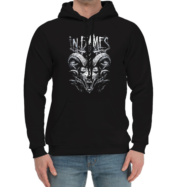 Мужской хлопковый худи с изображением In Flames цвета Черный