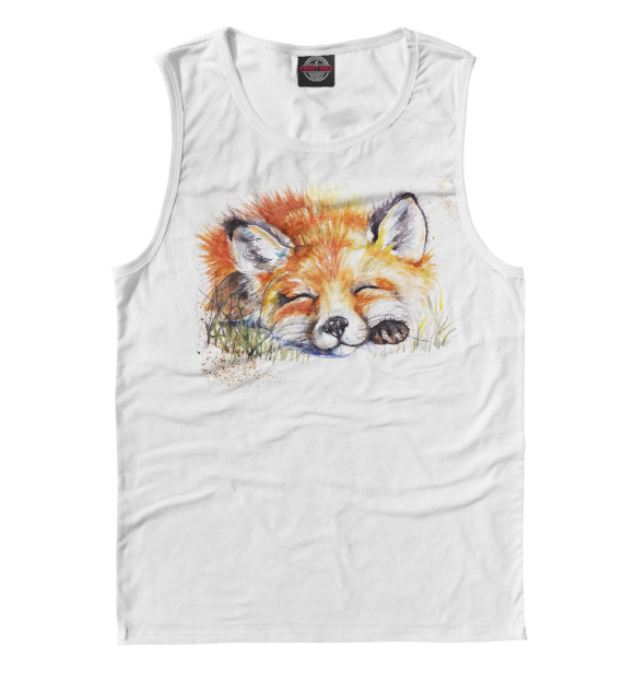 Майка для мальчика с изображением Спящий лис цвета Белый