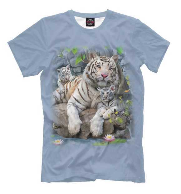 Мужская футболка с изображением Тигры цвета Серый