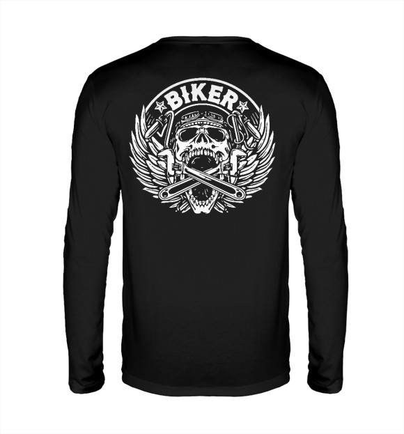Мужской лонгслив с изображением Biker цвета Белый