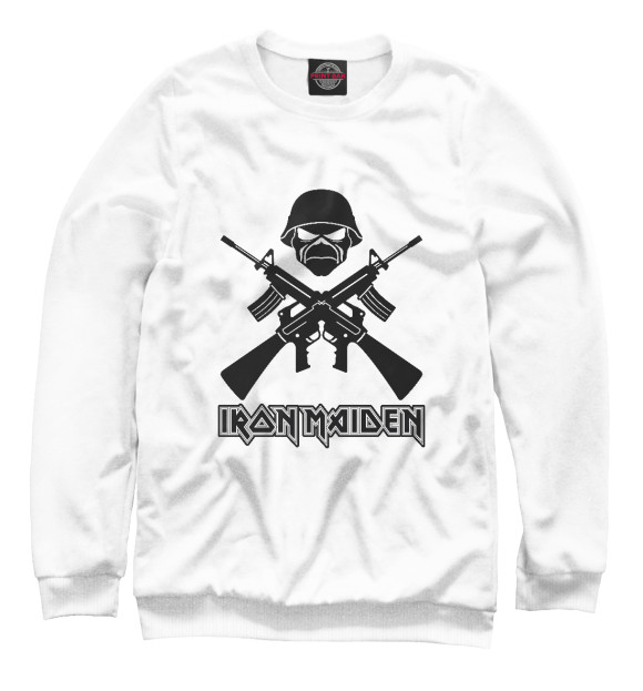 Мужской свитшот с притом Iron Maiden цвета Белый Мужской свитшот с изображением Iron Maiden цвета Белый