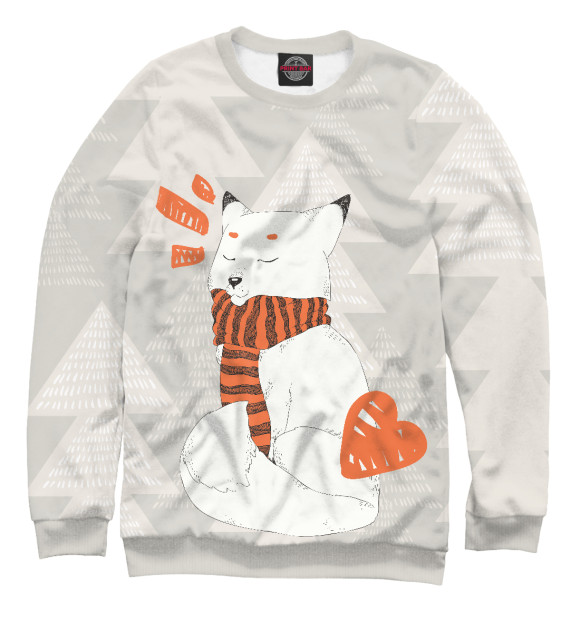 Женский свитшот с изображением Cute Fox цвета Белый
