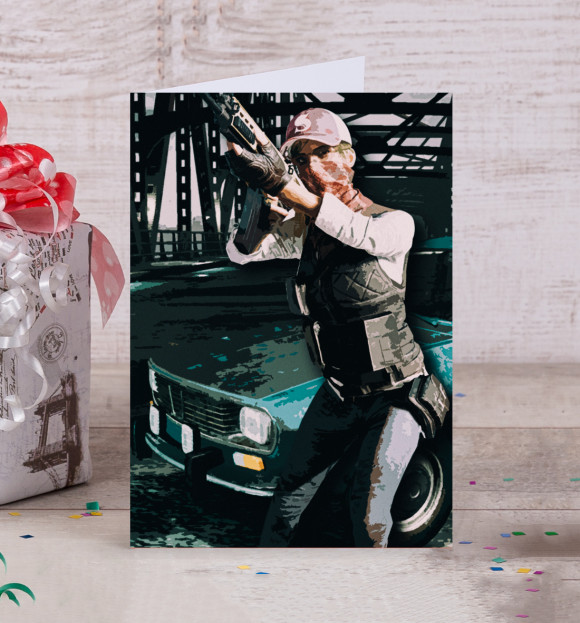 Открытка с притом PUBG цвета Белый Открытка с изображением PUBG цвета Белый