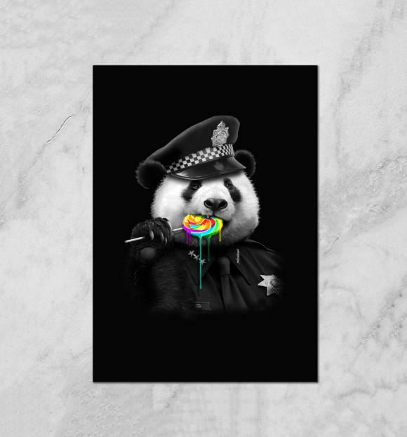 Плакат с изображением Panda Cop цвета Белый