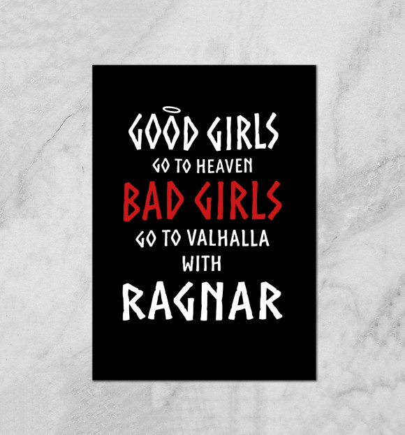 Плакат с изображением GO TO VALHALLA WITH RAGNAR цвета Белый