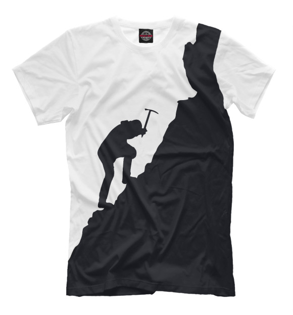 Мужская футболка с изображением Альпинист цвета Черный