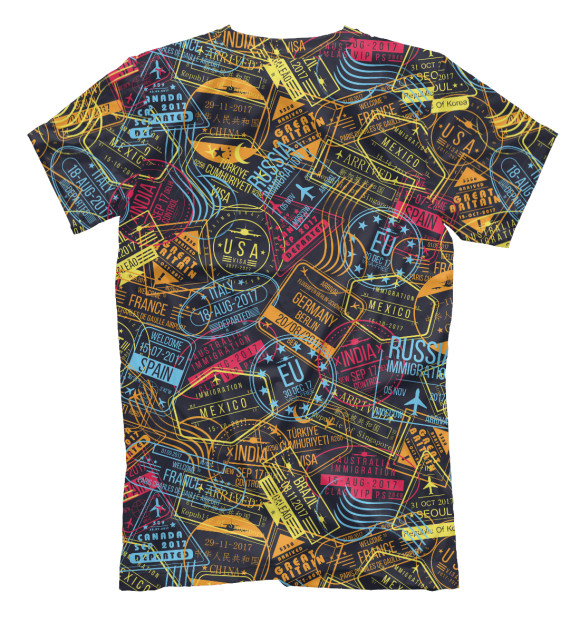 Мужская футболка с изображением Визы стран мира цвета Белый