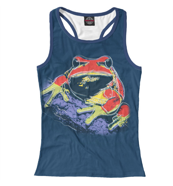 Женская майка-борцовка с изображением Лягушка цвета Белый