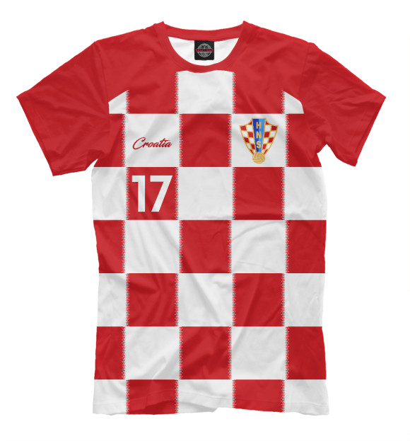 Мужская футболка с изображением Марио Манджукич - Сборная Хорватии цвета Молочно-белый