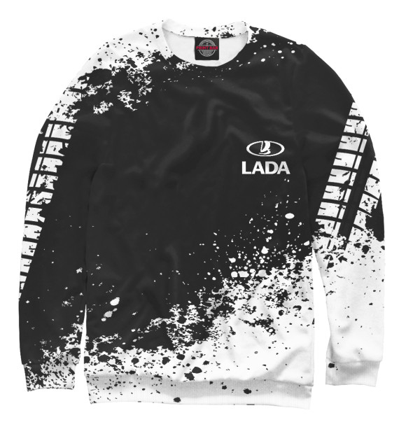Мужской свитшот с изображением Lada abstract sport uniform цвета Белый