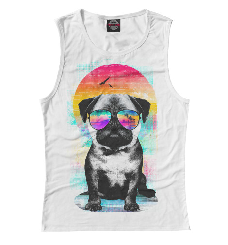 

Майки Print Bar, Белый, Мопс в очках