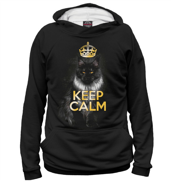 Мужское худи с изображением Keep calm цвета Белый
