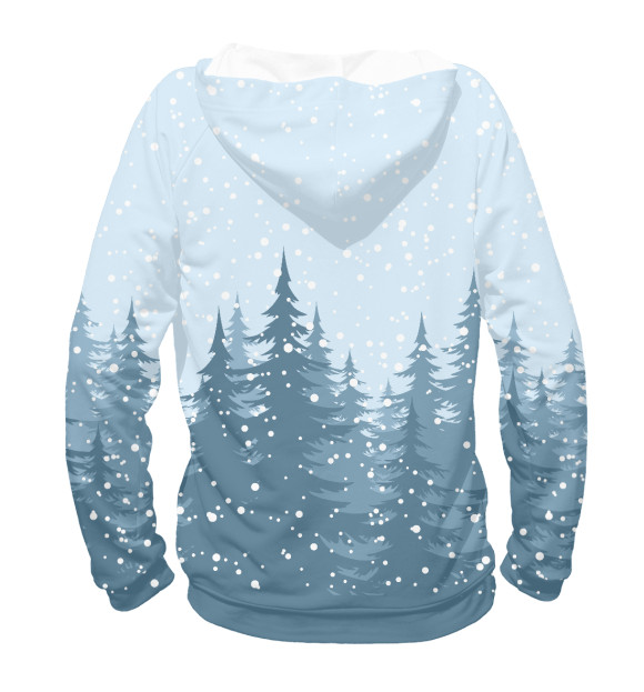 Мужское худи с изображением Зимний ельник цвета Белый