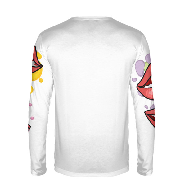 Мужской лонгслив с изображением Игривые Губы цвета Белый