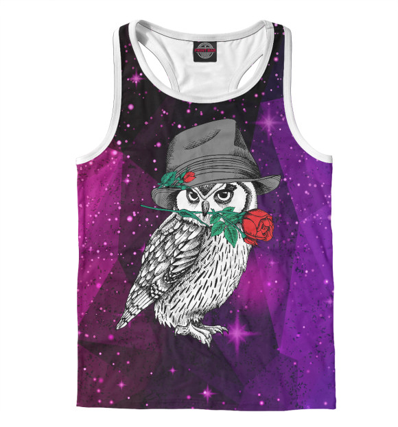 Мужская майка-борцовка с изображением Сова цвета Белый