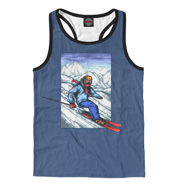 Мужская майка-борцовка с изображением Лыжный Спорт цвета Белый