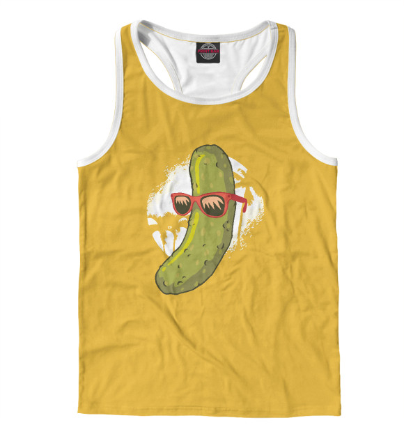 Мужская майка-борцовка с притом Огурчик цвета Белый Мужская майка-борцовка с изображением Огурчик цвета Белый