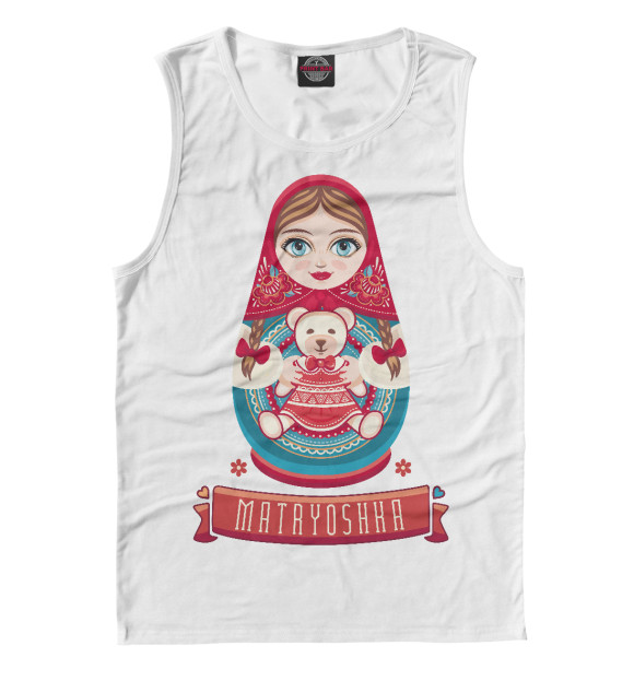 Майка для мальчика с изображением Матрешка цвета Белый