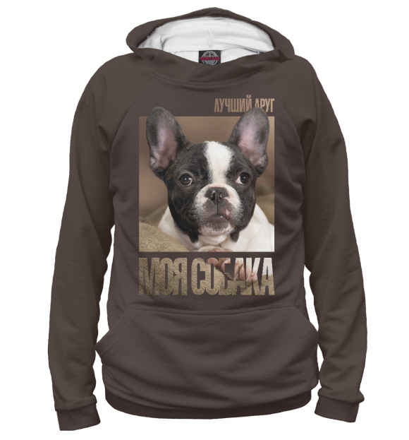 Мужское худи с изображением Бостонский терьер цвета Белый