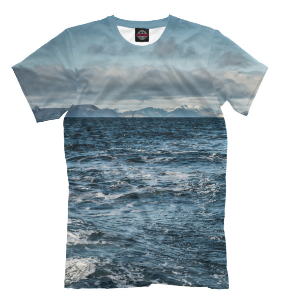 Мужская футболка с изображением Океан цвета Серый