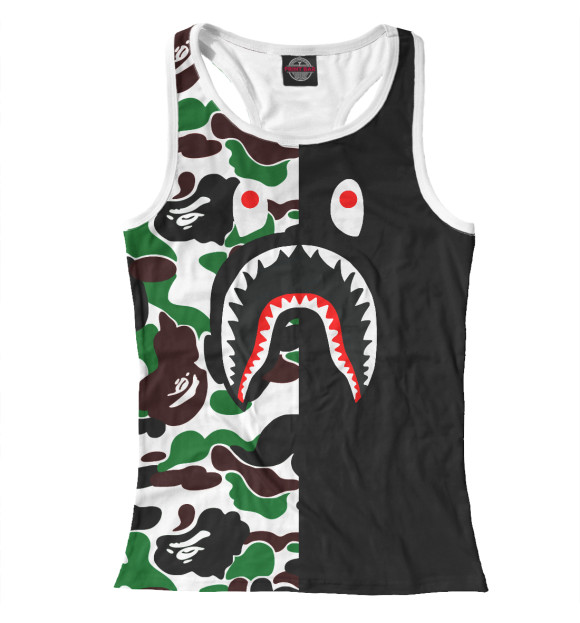 Женская майка-борцовка с изображением Bape Shark цвета Белый