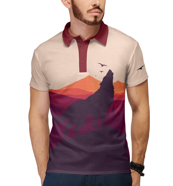 Мужское поло с изображением Wolfenhowl цвета Белый