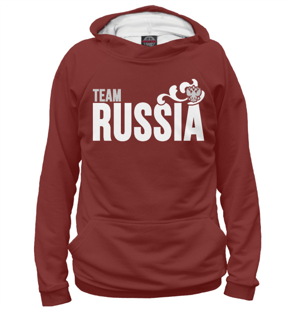 Женское худи с изображением Team Russia цвета Белый