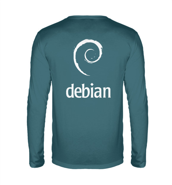 Мужской лонгслив с изображением Debian Blue цвета Белый