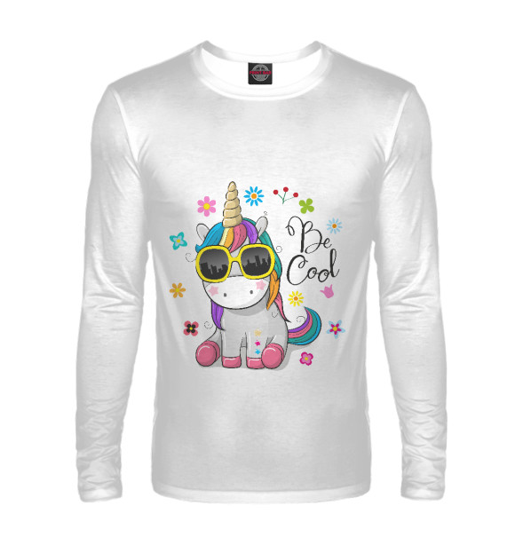 Мужской лонгслив с изображением Единорожек цвета Белый