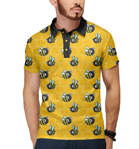 

Поло Print Bar, Белый, Пчёлы