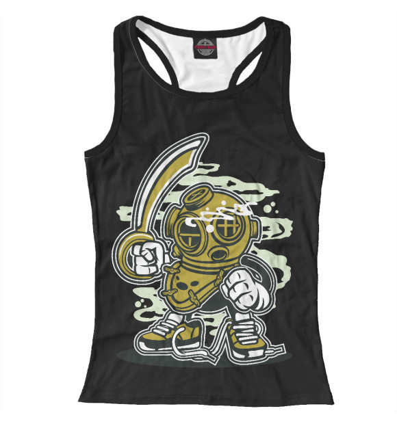 Женская майка-борцовка с изображением Водолаз ( Diver ) цвета Белый