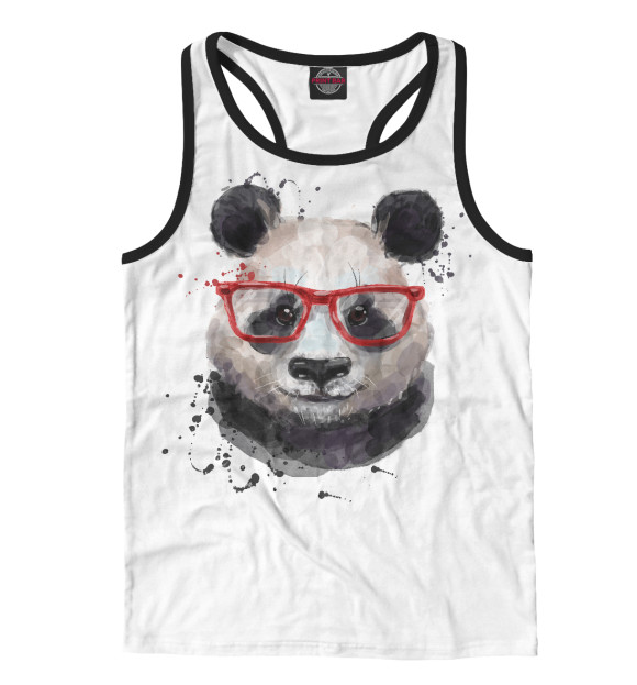 Мужская майка-борцовка с изображением Панда цвета Белый