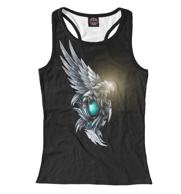 Женская майка-борцовка с изображением Стальная птица цвета Белый