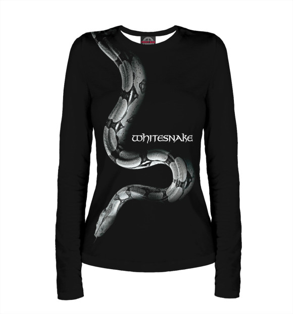 Женский лонгслив с притом Whitesnake цвета Белый Женский лонгслив с изображением Whitesnake цвета Белый