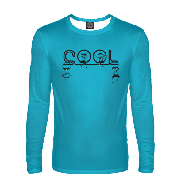 Мужской лонгслив с изображением Cool. Azure цвета Белый
