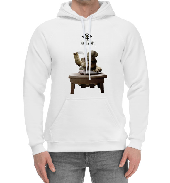 Мужской хлопковый худи с изображением Creepy cook of Little nightmares цвета Белый